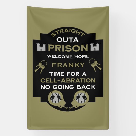 刑務所から帰宅する 横断幕 (縦)