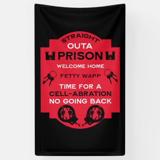 刑務所から帰宅する 横断幕 (縦)