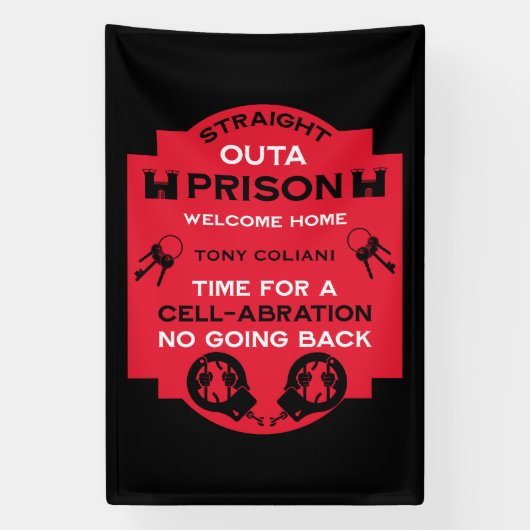 刑務所から帰宅する 横断幕 (縦)