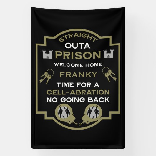 刑務所から帰宅する 横断幕 (縦)