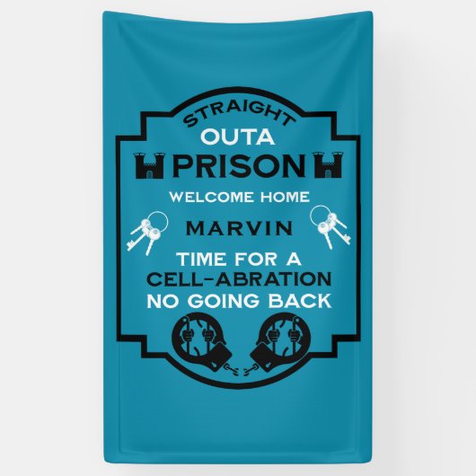 刑務所から帰宅する 横断幕 (縦)