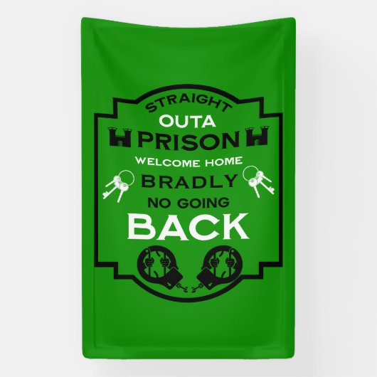 刑務所から帰宅する 横断幕 (縦)