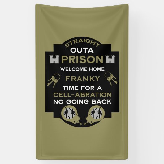 刑務所から帰宅する 横断幕 (縦)