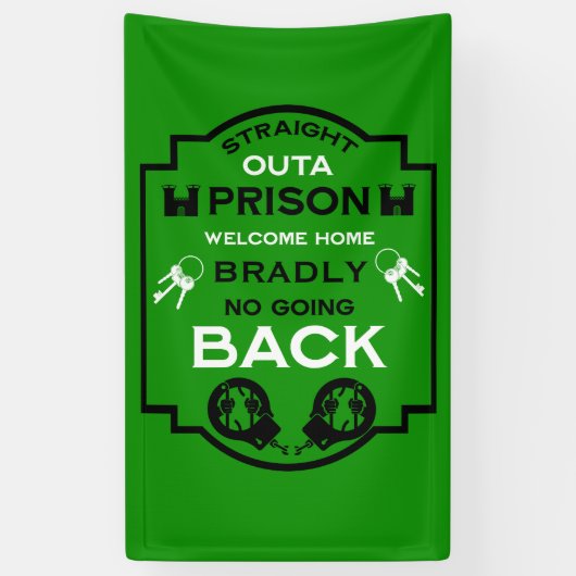 刑務所から帰宅する 横断幕 (縦)