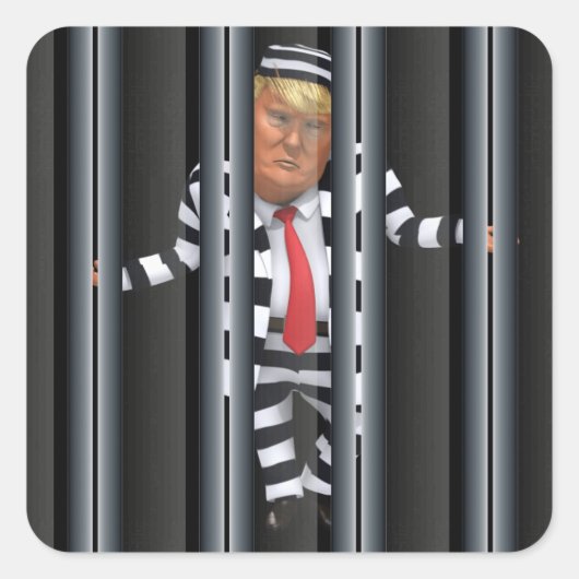 刑務所でトランプ衣服シール スクエアシール (正面)