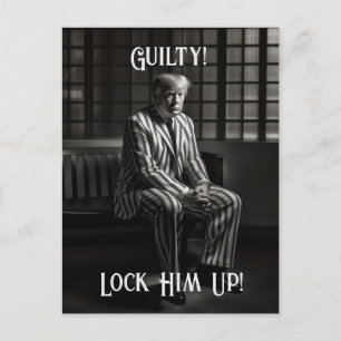 刑務所で有罪のトランプ黒白の彼をロック ポストカード