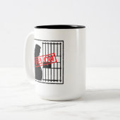 刑務所のためのフェロントランプアンチトランプ親正義 ツートーンマグカップ (正面左)