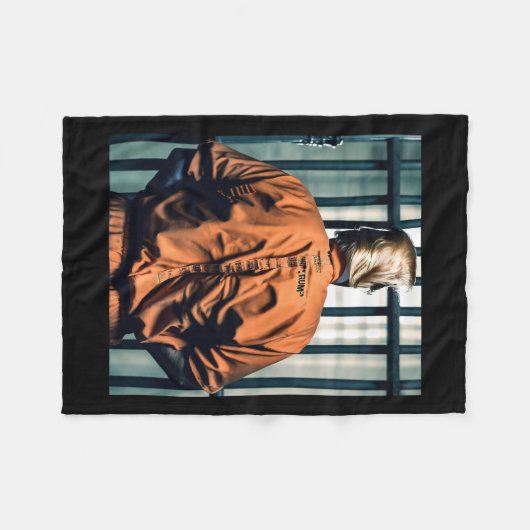 刑務所のトランプのオレンジ色のジャンプスーツの手は罪を犯したカフ フリースブランケット (正面(横))