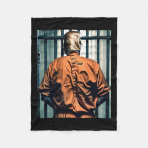 刑務所のトランプのオレンジ色のジャンプスーツの手は罪を犯したカフ フリースブランケット