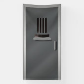 刑務所の亡命者の扉を覗く被収容者ハロウィーン 横断幕 (縦)