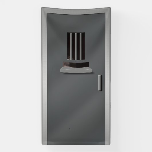 刑務所の亡命者の扉を覗く被収容者ハロウィーン 横断幕 (縦)