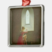 刑務所の彼女の息子に洗礼を施しているブラバントのGenevieve メタルオーナメント (左)