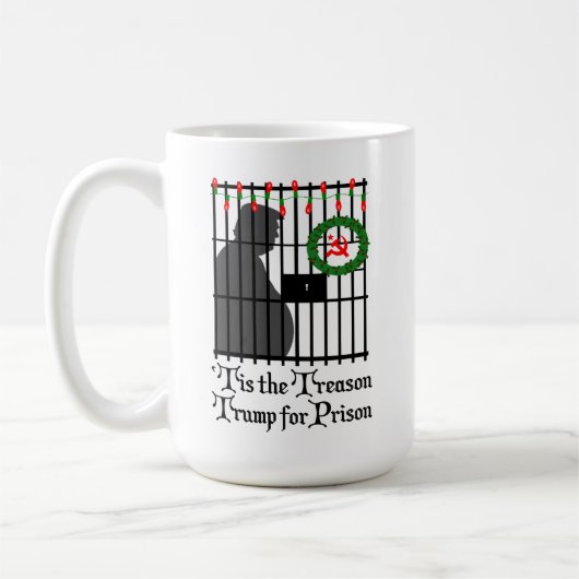 「刑務所の政治犯のトランプおもしろいだ コーヒーマグカップ (左)