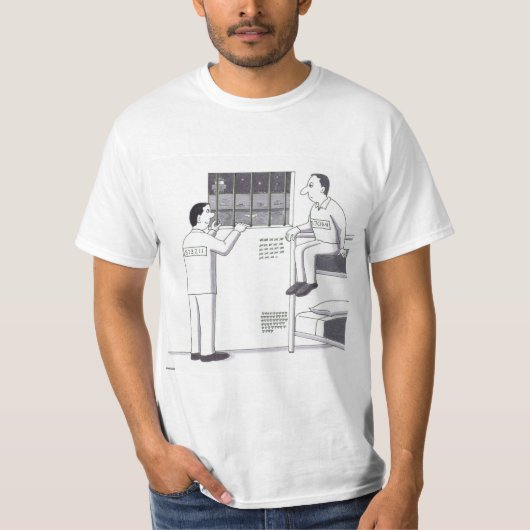 刑務所の男性 外を見る 一人は上を見上げ 一人は下を見る Tシャツ (正面)