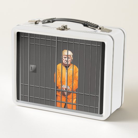 刑務所の白い弁当箱のトランプ メタルランチボックス (正面)
