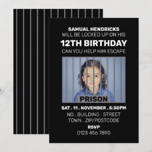 刑務所をテーマにした脱出室、誕生日パーティー 招待状
