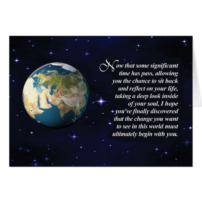 刑務所カード-世界を変えて下さい (正面横)