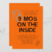 刑務所テーマベビーシャワー9ヶ月の内側 招待状 (正面/裏面)