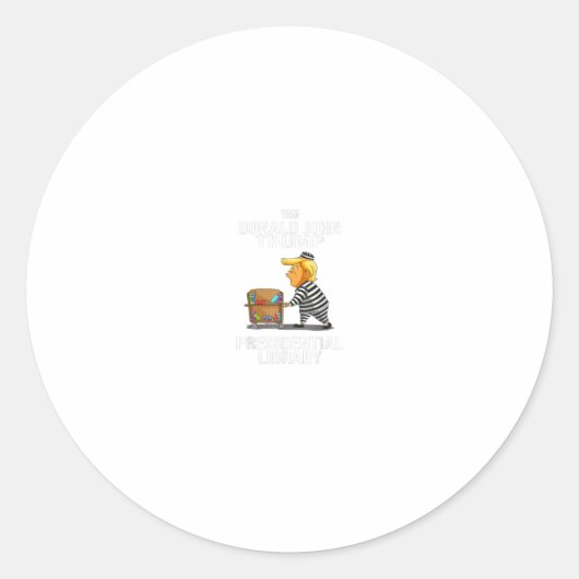 刑務所トランプ大統領の図書室おもしろいアンチ ラウンドシール (正面)