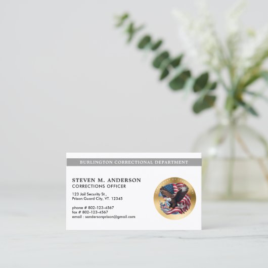 刑務所法執行ロゴ 名刺 (スタンド正面)