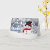 刑務所用カード – 青いクリスマス カード (黄色い花)