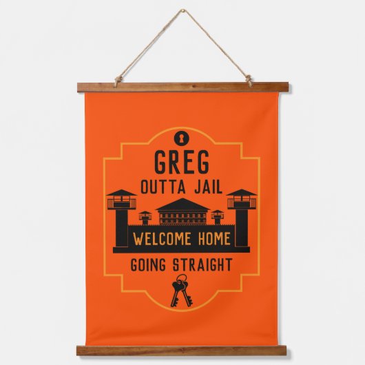 刑務所釈放のギフトを外す 吊り下げ型タペストリー (正面)