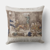 刑務所1858年(着色された版木、銅版、版画) クッション (裏面)