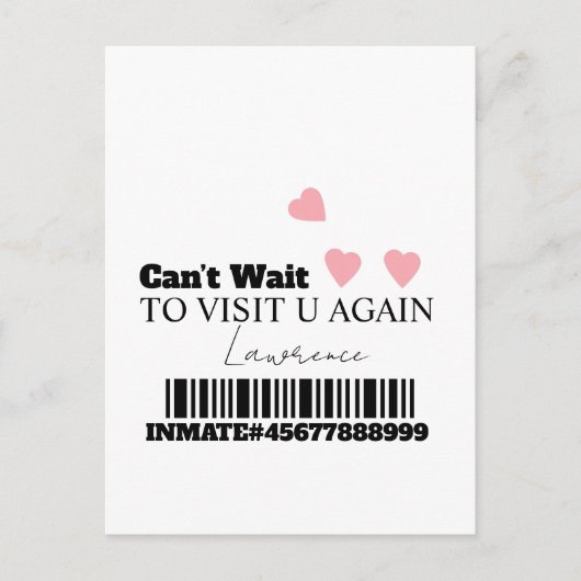 刑務所 長距離 かわいい ハート ズーム ビジット ポストカード (正面)