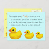 「列にアヒル」シャワーパーソナライズされた招待状 インビテーションポストカード (正面/裏面)