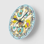 列に並ぶアヒル ラウンド壁時計 (傾斜)