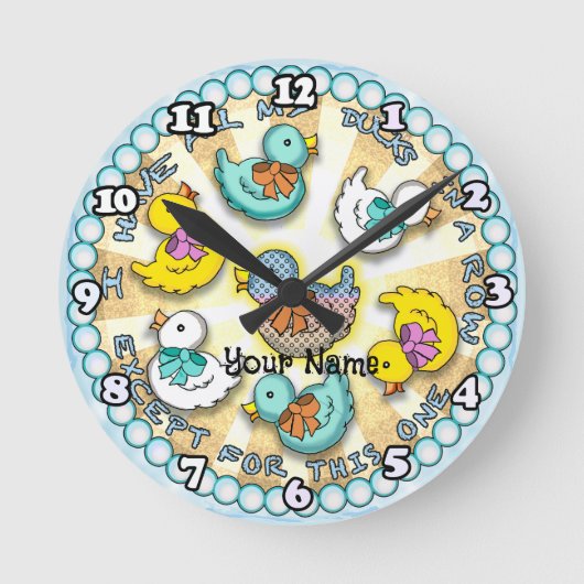 列に並ぶアヒル ラウンド壁時計 (正面)