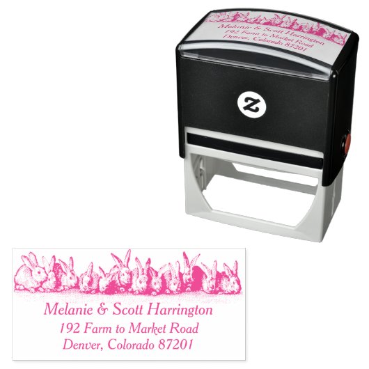 列に並んだ自己インクで差出人住所スタンプ セルフインキングスタンプ (インサイチュ)