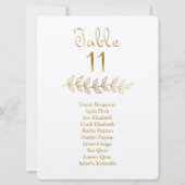 列に並んだ金ゴールド効果表(11座席表) 招待状 (正面)