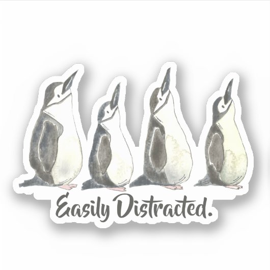 列の水色で簡単に気を散らしたペンギン シール (正面)