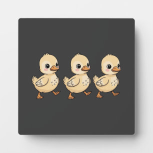 列をなして歩く3羽のあひるの子 - かわいい フォトプラーク