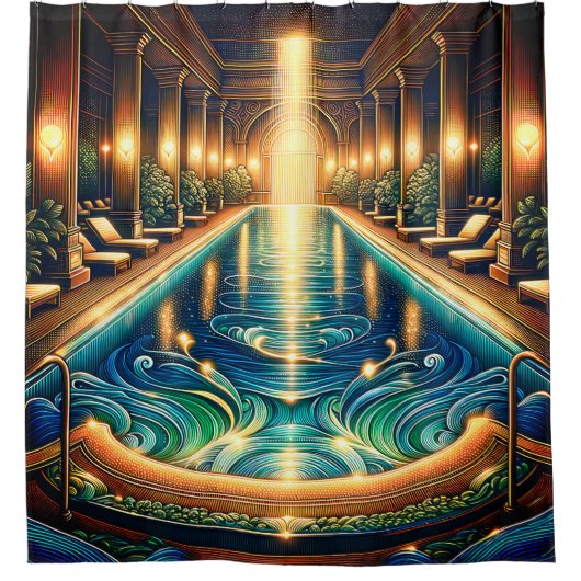 「列エレガント付き屋内プクラシカルール」 シャワーカーテン (正面)