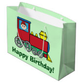 列車および振る男の子とのハッピーバースデー ラージペーパーバッグ (裏面アングル)