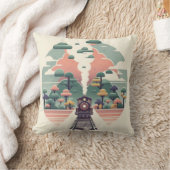 列車お洒落の旅：レトロスタイル風景 クッション (ブランケット)