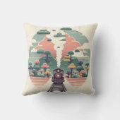 列車お洒落の旅：レトロスタイル風景 クッション (裏面)