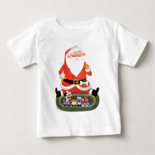 列車が付いているサンタ ベビーTシャツ