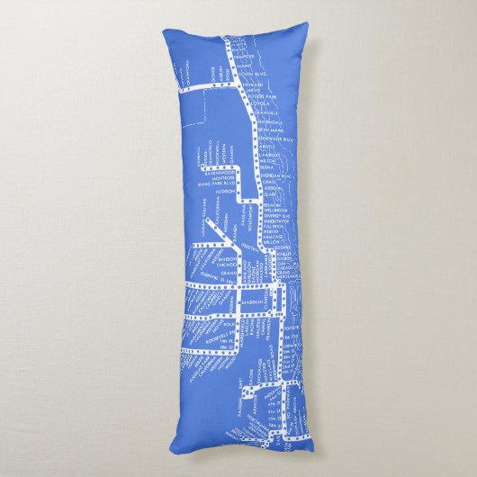 列車が付いているシカゴの地下鉄の地図はヴィンテージをストップ ボディピロー (裏面 (縦))