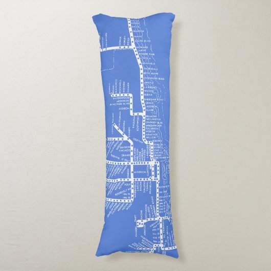 列車が付いているシカゴの地下鉄の地図はヴィンテージをストップ ボディピロー (正面縦)