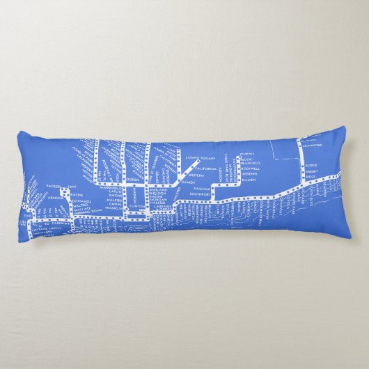 列車が付いているシカゴの地下鉄の地図はヴィンテージをストップ ボディピロー (裏面)