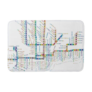 列車が付いているシカゴの地下鉄の地図は色の絞り染めをストップ バスマット