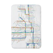 列車が付いているシカゴの地下鉄の地図は色の絞り染めをストップ バスマット (正面縦)