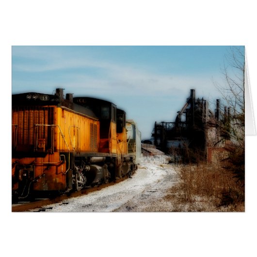 列車で雪の中の製鉄所 (正面横)