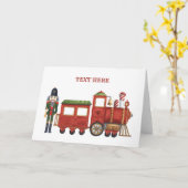 列車とクリスマスくるみ割り カード (黄色い花)