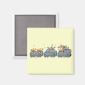 列車とテディベア マグネット (正面/裏面)