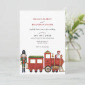 列車と結婚式のクリスマスが付いたクリスマスのナッツクラッカー セーブザデート (スタンド正面)