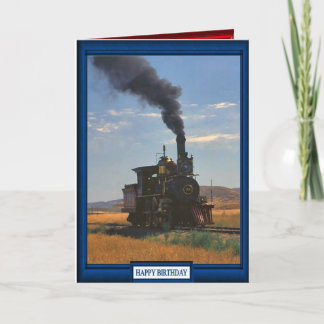 列車と線路 – 平原を横切って蒸し カード